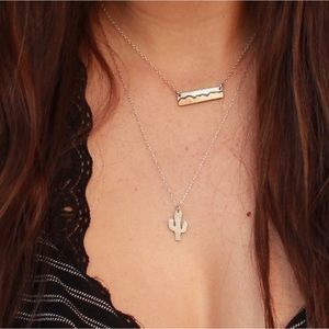STERLING SILVER dainty layering NECKLACE with CACTUS pendant